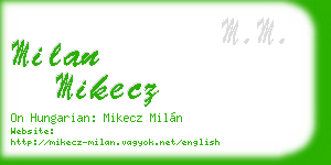 milan mikecz business card